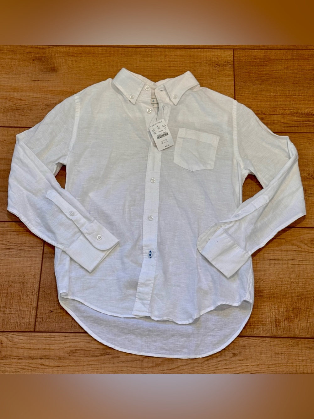 J.Crew Crewcuts Boys Linen Cotton Button-Down Shirt White Size 10 NWT